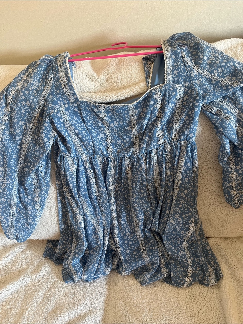 Altar'd State Blue Floral Peasant dress-size L-brand new W/ tags